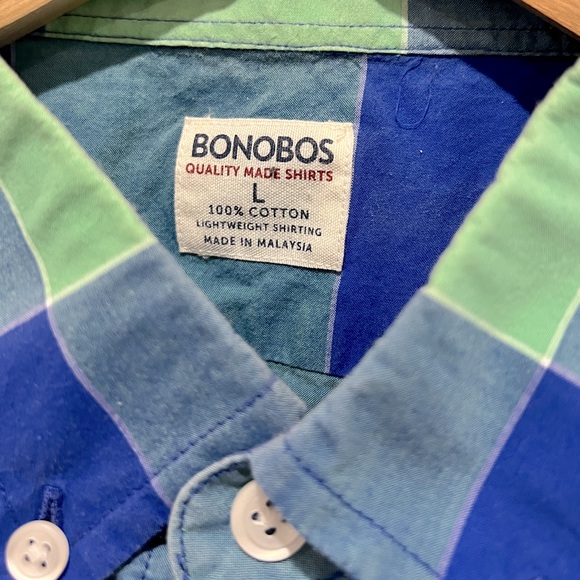Bonobos Plaid long sleeve button down, size large, slim fit - Picture 2 of 5